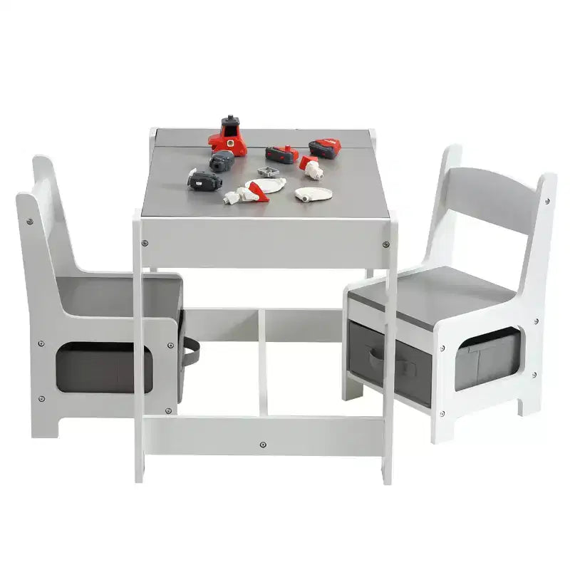 Kids Table & Chair Set, 3 in 1 Children Activity Table w/Removable Tabletop, Blackboard, 3-Piece Toddler Furniture Set for Art, Crafts