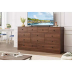 Cassettiera a 12 cassetti per camera da letto, cassettiera TV moderna da 155 cm con stazione di ricarica, cassettiera grande in legno per cameretta, armadio, soggiorno