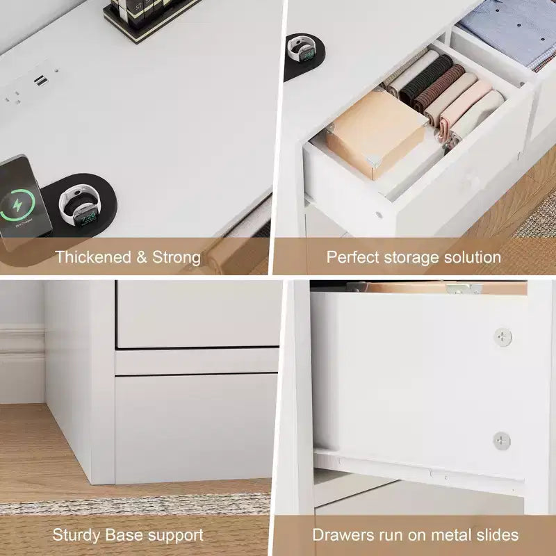 Cassettiera a 12 cassetti per camera da letto, cassettiera TV moderna da 155 cm con stazione di ricarica, cassettiera grande in legno per cameretta, armadio, soggiorno