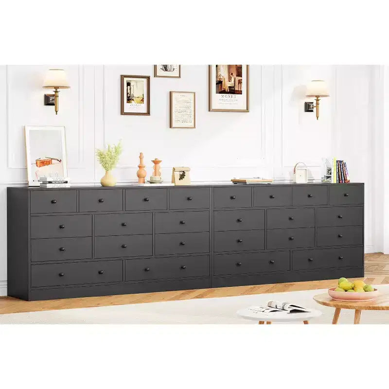 Cassettiera a 12 cassetti per camera da letto, cassettiera TV moderna da 155 cm con stazione di ricarica, cassettiera grande in legno per cameretta, armadio, soggiorno