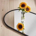 Specchio intero ad arco dorato, 122x35 cm. Antirottura, con cornice in alluminio per montaggio sopra la porta o a parete in qualsiasi stanza