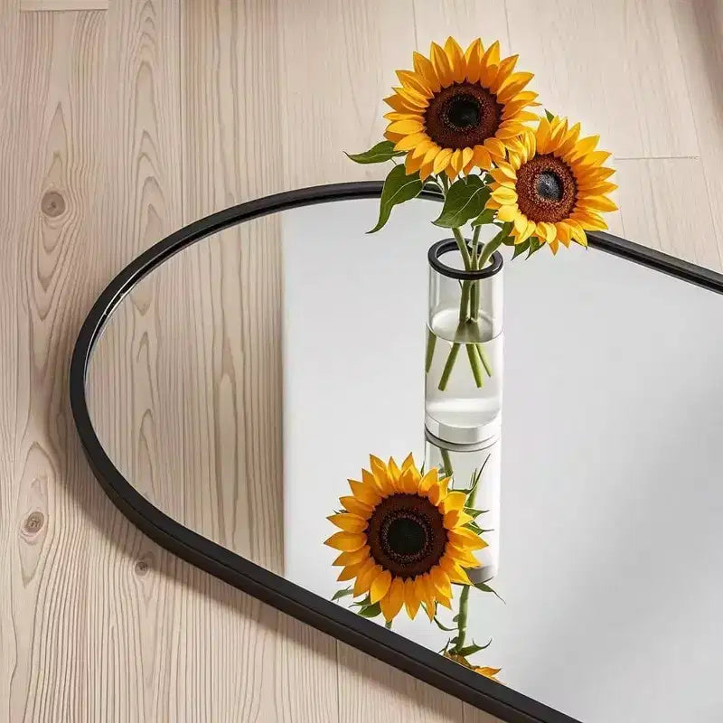 Specchio intero ad arco dorato, 122x35 cm. Antirottura, con cornice in alluminio per montaggio sopra la porta o a parete in qualsiasi stanza
