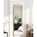 Specchio intero ad arco dorato, 122x35 cm. Antirottura, con cornice in alluminio per montaggio sopra la porta o a parete in qualsiasi stanza