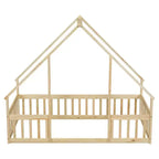 GDFStudio Dyras Letto a Pavimento Moderno a Forma di Casa in Legno con Recinzione e Sponde