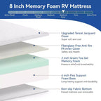 Dyonery 10 Materasso RV rinfrescante in memory foam al gel di tè verde, rivestimento in Tencel, rigidità media e certificato CertiPUR-US per camper/roulotte (materasso in scatola)