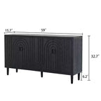 GDFStudio Credenza moderna con borchie da 150 cm con 4 ante e 2 ripiani regolabili