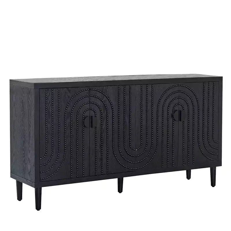 GDFStudio Credenza moderna con borchie da 150 cm con 4 ante e 2 ripiani regolabili