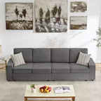 Sofa, Modular Sectional 4-Seater  Convertible Deep Couch with Chaise/Wide Armrests Plush Corduroy Loveseat for Living Room/Office Gray