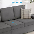 Divano componibile a 4 posti convertibile profondo con chaise longue/ampi braccioli, divanetto in velluto a coste felpato per soggiorno/ufficio, grigio