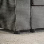 Divano componibile a 4 posti convertibile profondo con chaise longue/ampi braccioli, divanetto in velluto a coste felpato per soggiorno/ufficio, grigio