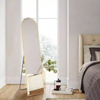Specchio ad arco dorato 59,1x15,8 - Vetro infrangibile Nano & Cornice in alluminio con supporto. Per uso a terra, a parete o appoggiato