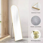 Specchio ad arco dorato 59,1x15,8 - Vetro infrangibile Nano & Cornice in alluminio con supporto. Per uso a terra, a parete o appoggiato