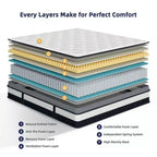 Materasso ibrido King Size 14 pollici, materasso in gel memory foam a media rigidità in scatola con molle insacchettate, tessuto traspirante rinfrescante, isolamento del movimento