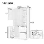 Mobiletto da bagno autoportante da 157 cm con ante e cassetti, multi-scomparto, ripiano aperto e ripiano regolabile, bianco