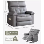 27 Poltrona reclinabile manuale oversize, classica in pelle con supporto lombare e braccioli, seduta per home theater per soggiorno e camera da letto