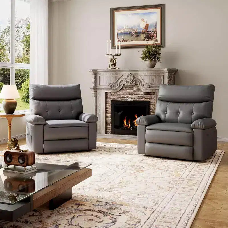 27 Poltrona reclinabile manuale oversize, classica in pelle con supporto lombare e braccioli, seduta per home theater per soggiorno e camera da letto