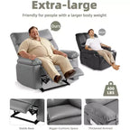27 Poltrona reclinabile manuale oversize, classica in pelle con supporto lombare e braccioli, seduta per home theater per soggiorno e camera da letto