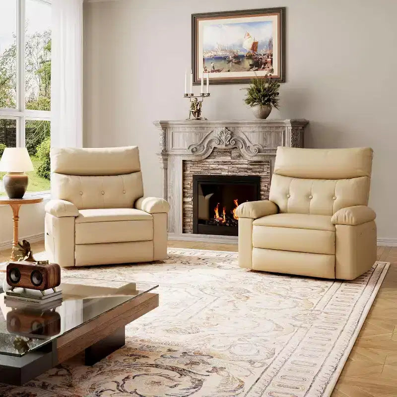 27 Poltrona reclinabile manuale oversize, classica in pelle con supporto lombare e braccioli, seduta per home theater per soggiorno e camera da letto