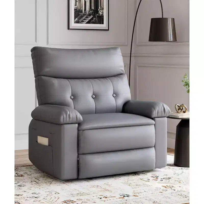 27 Poltrona reclinabile manuale oversize, classica in pelle con supporto lombare e braccioli, seduta per home theater per soggiorno e camera da letto