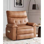27 Poltrona reclinabile manuale oversize, classica in pelle con supporto lombare e braccioli, seduta per home theater per soggiorno e camera da letto