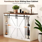 Skyzoo Mobile Frigo con Spazio Incorporato per Frigo, Mobile Caffè in Stile Rustico con Presa, Mini Bar per la Casa