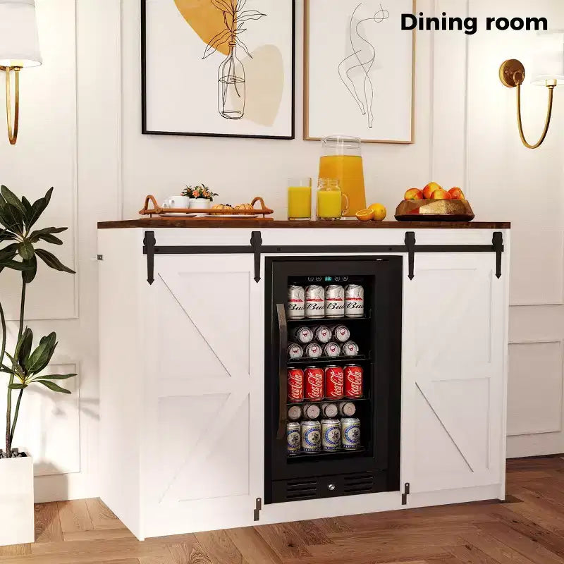 Skyzoo Mobile Frigo con Spazio Incorporato per Frigo, Mobile Caffè in Stile Rustico con Presa, Mini Bar per la Casa