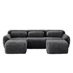 Divano sezionale modulare con 2 pouf, divano letto sezionale con seduta profonda, divano sezionale moderno di piccole dimensioni per soggiorno e camera da letto-Panipeachy