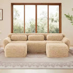 Divano sezionale modulare con 2 pouf, divano letto sezionale con seduta profonda, divano sezionale moderno di piccole dimensioni per soggiorno e camera da letto-Panipeachy