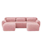 Divano sezionale modulare con 2 pouf, divano letto sezionale con seduta profonda, divano sezionale moderno di piccole dimensioni per soggiorno e camera da letto-Panipeachy