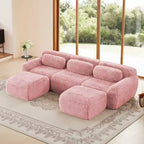 Divano sezionale modulare con 2 pouf, divano letto sezionale con seduta profonda, divano sezionale moderno di piccole dimensioni per soggiorno e camera da letto-Panipeachy