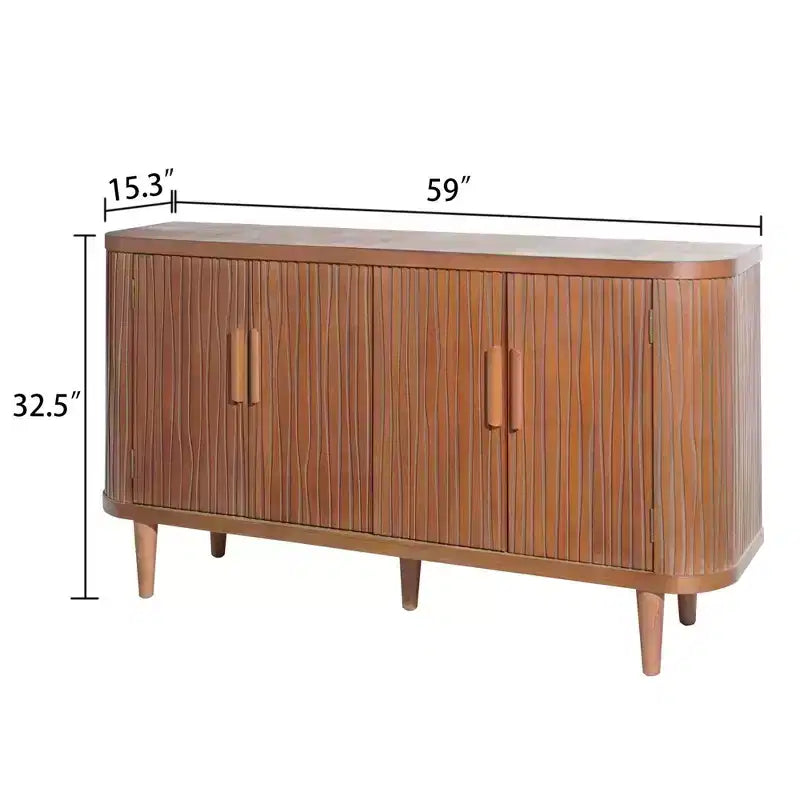 GDFStudio Beli Mobile Contenitore Rustico con 4 Ante e 2 Ripiani Regolabili, 150 cm