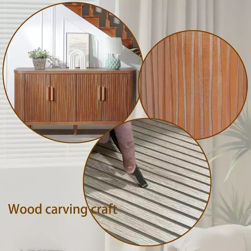 GDFStudio Beli Mobile Contenitore Rustico con 4 Ante e 2 Ripiani Regolabili, 150 cm