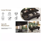 TUYOHW Tavolino da caffè liscio con piano sollevabile e vano portaoggetti nascosto, Tavolo centrale scanalato per soggiorno, Tavolino da cocktail in legno, Capacità 18 kg (sollevato)/68 kg