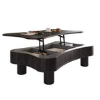 TUYOHW Tavolino da caffè liscio con piano sollevabile e vano portaoggetti nascosto, Tavolo centrale scanalato per soggiorno, Tavolino da cocktail in legno, Capacità 18 kg (sollevato)/68 kg