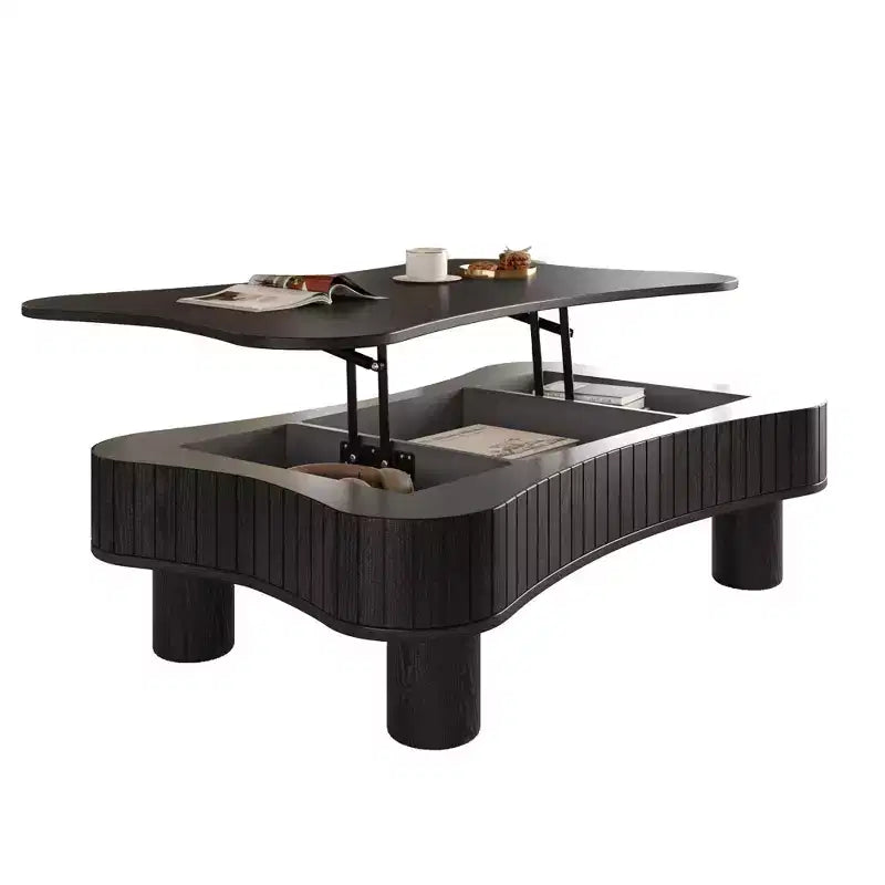 TUYOHW Tavolino da caffè liscio con piano sollevabile e vano portaoggetti nascosto, Tavolo centrale scanalato per soggiorno, Tavolino da cocktail in legno, Capacità 18 kg (sollevato)/68 kg