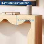 Consolle Acekool Farmhouse, Tavolo da Divano Stretto Scalloped Naturale con Ripiano Contenitore per Ingresso o Soggiorno