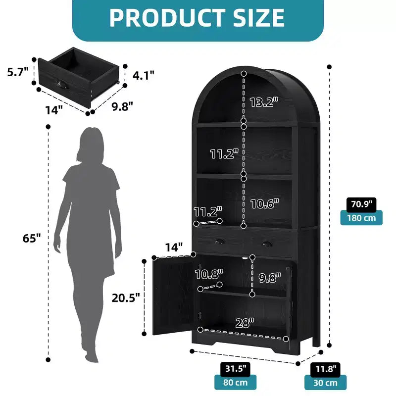 Libreria ad arco Balconera da 180 cm con mobiletto contenitore per soggiorno