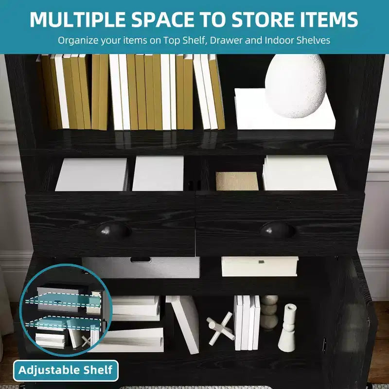 Libreria ad arco Balconera da 180 cm con mobiletto contenitore per soggiorno