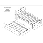 Struttura letto matrimoniale moderna con letto estraibile singolo, letto a piattaforma in legno massiccio con testiera, nessuna necessità di rete a molle, supporti a doghe in legno, bianco