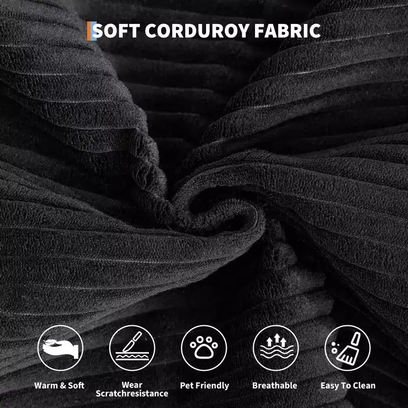 Chaise Longue Sdraio per Interni da 78,7", Divano Letto Oversize Senza Struttura Rivestito in Velluto a Coste con 2 Cuscini, per Soggiorno, Camera da Letto