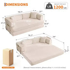 Chaise Longue Sdraio per Interni da 78,7", Divano Letto Oversize Senza Struttura Rivestito in Velluto a Coste con 2 Cuscini, per Soggiorno, Camera da Letto