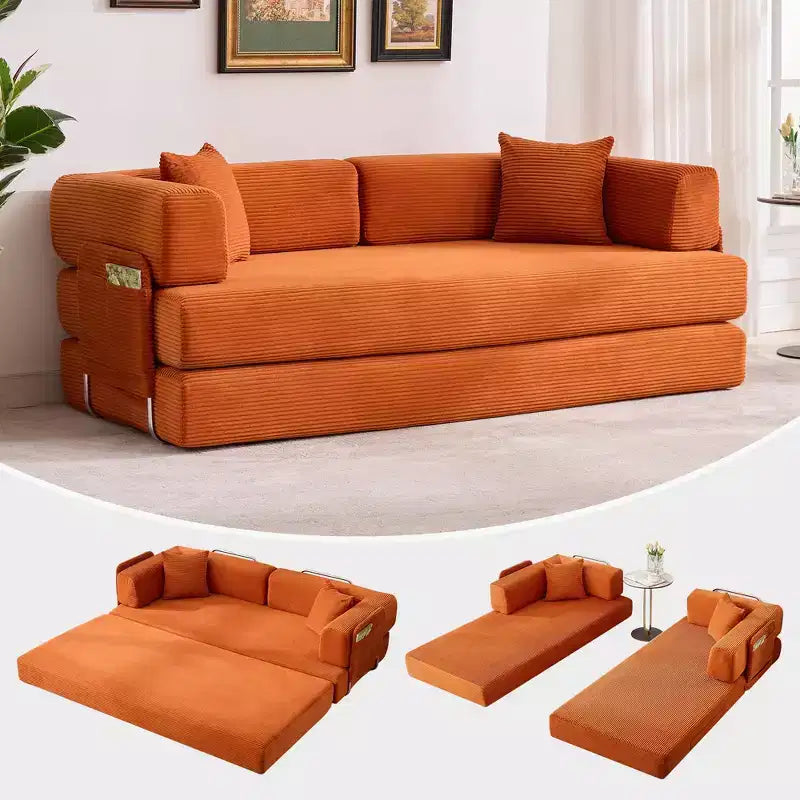 Chaise Longue Sdraio per Interni da 78,7", Divano Letto Oversize Senza Struttura Rivestito in Velluto a Coste con 2 Cuscini, per Soggiorno, Camera da Letto