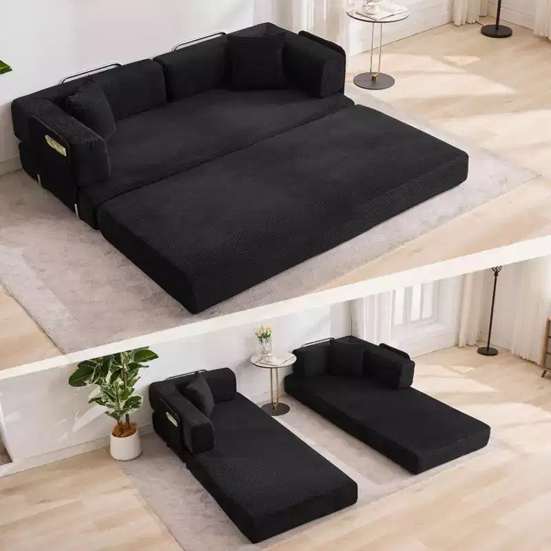 Chaise Longue Sdraio per Interni da 78,7", Divano Letto Oversize Senza Struttura Rivestito in Velluto a Coste con 2 Cuscini, per Soggiorno, Camera da Letto