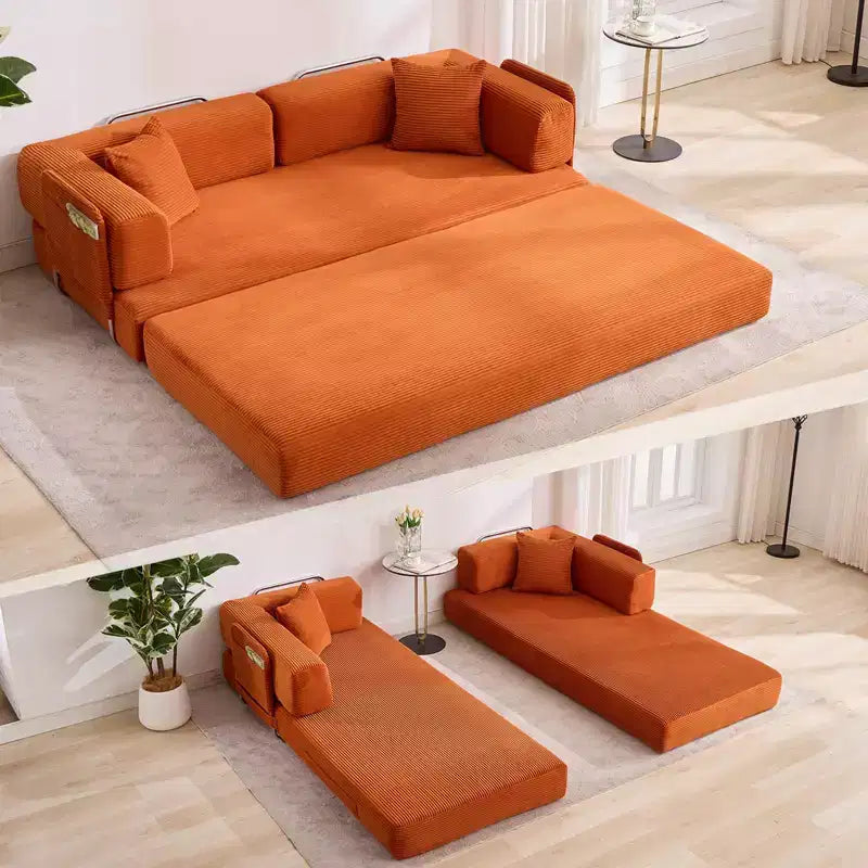 Chaise Longue Sdraio per Interni da 78,7", Divano Letto Oversize Senza Struttura Rivestito in Velluto a Coste con 2 Cuscini, per Soggiorno, Camera da Letto