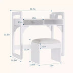 Scrivania e sedia per bambini - Tavolo da studio in legno con cassetto in tessuto, portapenne e sgabello imbottito per camera da letto, sala giochi e soggiorno