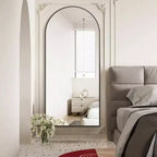 Specchio a figura intera 30x71 nero ad arco. Cornice in alluminio, uso versatile in piedi, appeso o appoggiato per qualsiasi stanza