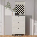 Entryway shoe cabinet, narrow shoe rack, shoe cabinet with 3 flip-top drawers, freestanding shoe cabinet with legs, entryway storage manager White