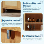 Scarpiera in Rattan per Ingresso Scarpiera Ventilata in Legno con Ripiani Regolabili Scarpiera in Rattan Calda per Corridoio e Cucina
