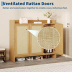 Scarpiera in Rattan per Ingresso Scarpiera Ventilata in Legno con Ripiani Regolabili Scarpiera in Rattan Calda per Corridoio e Cucina
