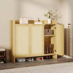 Scarpiera in Rattan per Ingresso Scarpiera Ventilata in Legno con Ripiani Regolabili Scarpiera in Rattan Calda per Corridoio e Cucina
